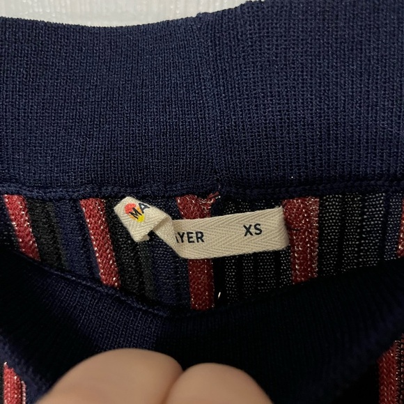 Marine Layer Penny Pleated sweater knit Midi Skirt in Rainbow stripe sparkle XS - Picture 5 of 6